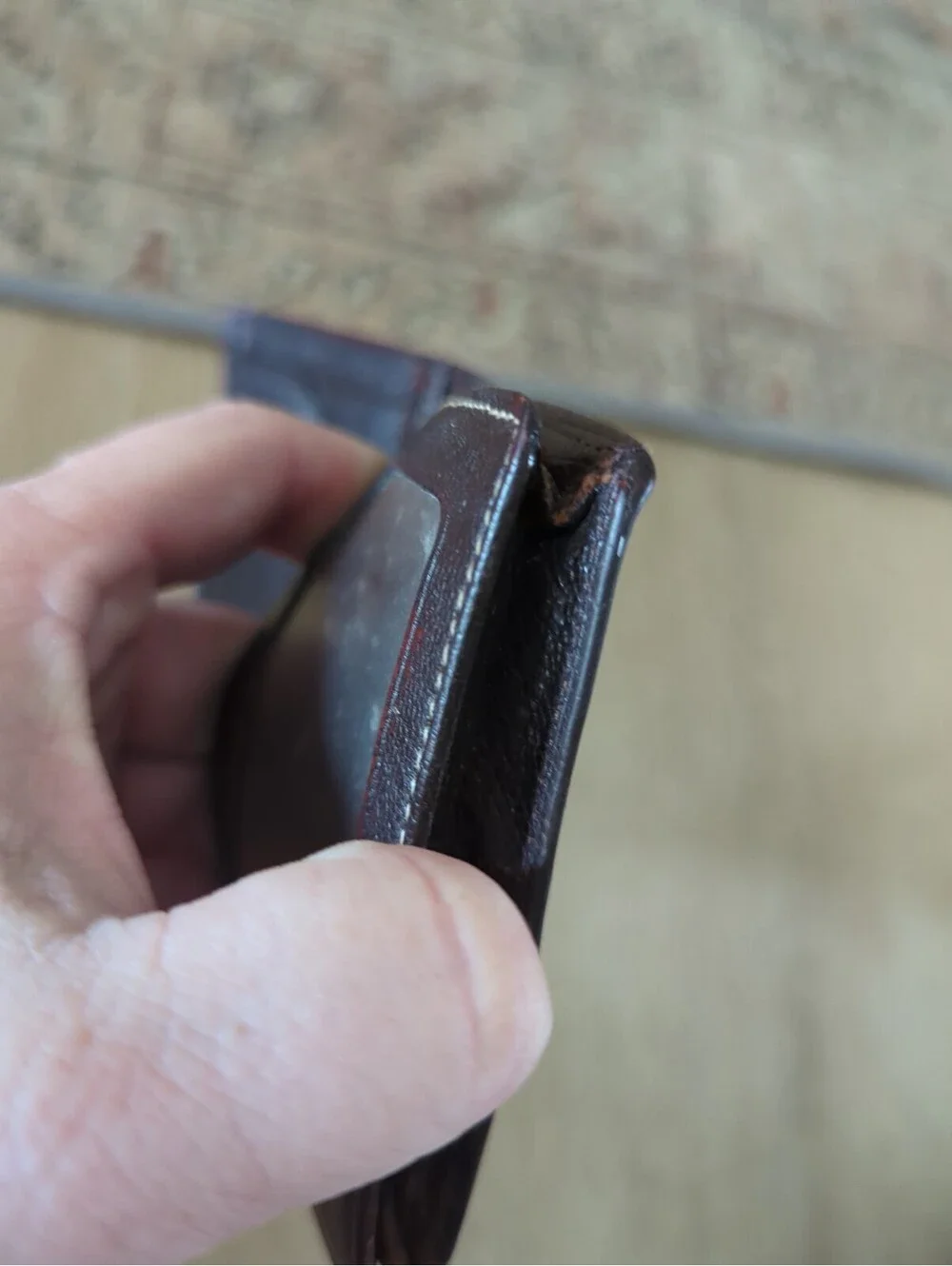 TUMI Slim Bifold Wallet Card Case Brown Textured Leather ID Window Men's